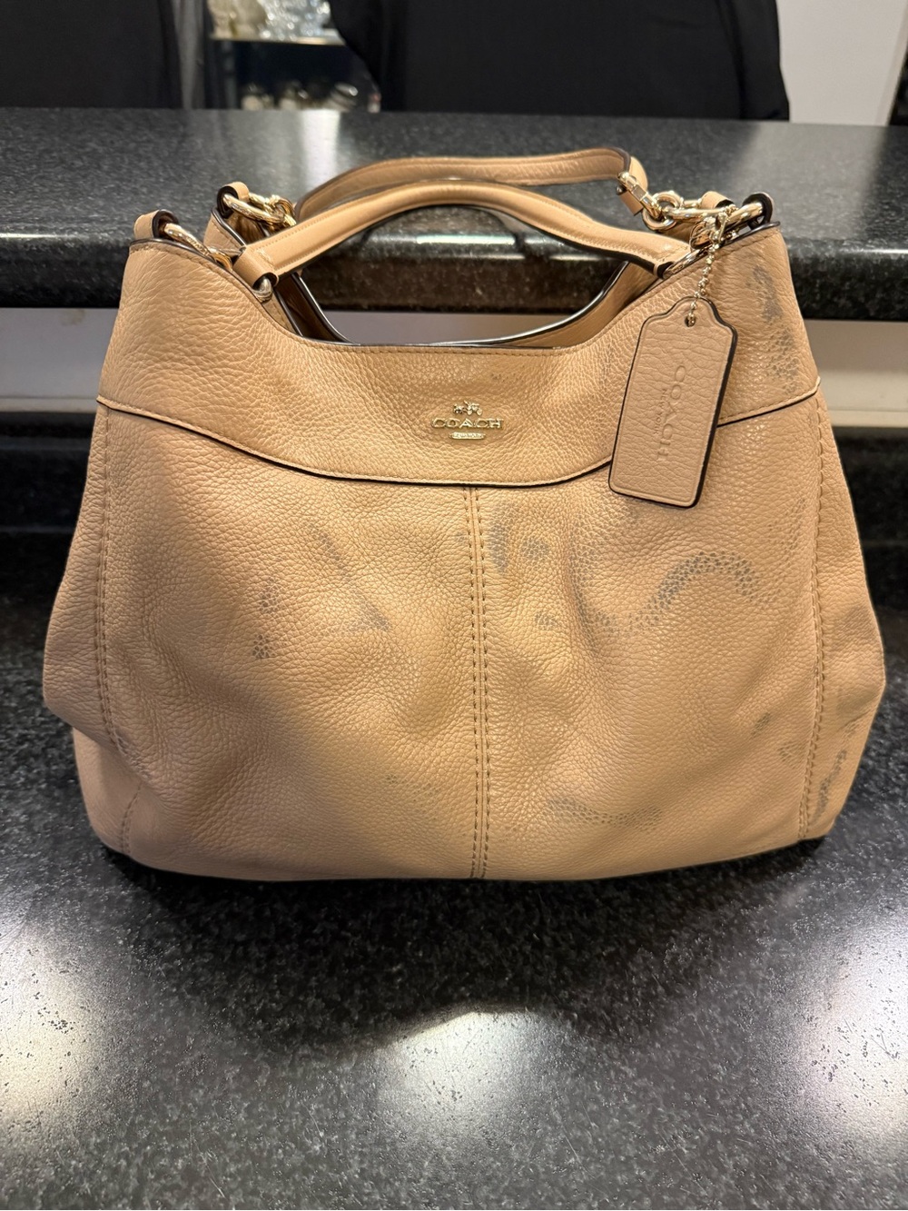 Coach Pebble Leather Hobo Bag in Tan